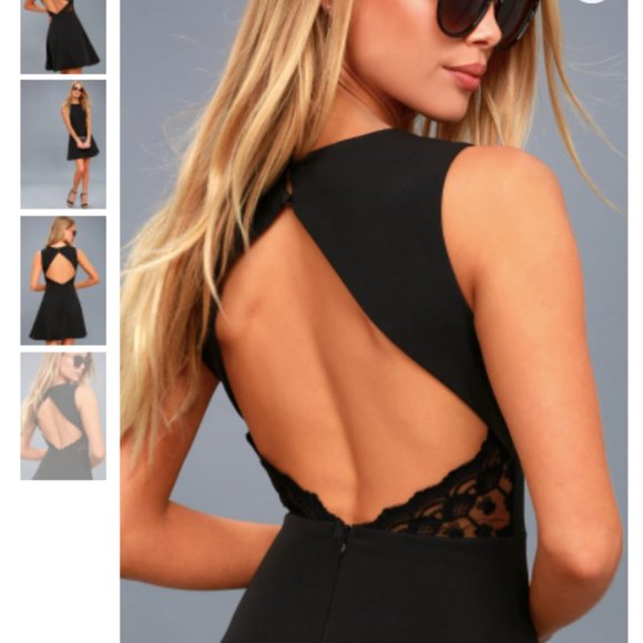 Black Backless Skater Dress - Picture 4 of 4
